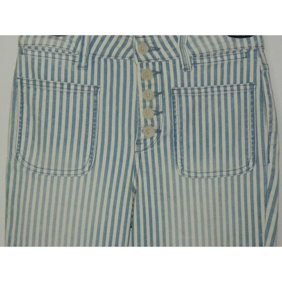 Anthropologie Pilcro Jeans Size 26 High Rise Railroad-Striped Button Fro… - Picture 5 of 12